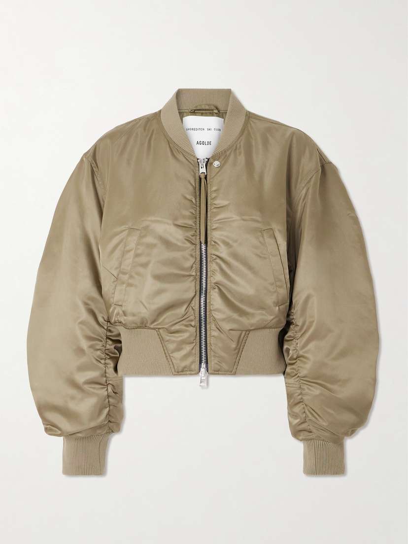 AGOLDE + Shoreditch Ski Club Jett Cropped Recycled Satin-twill Bomber Jacket