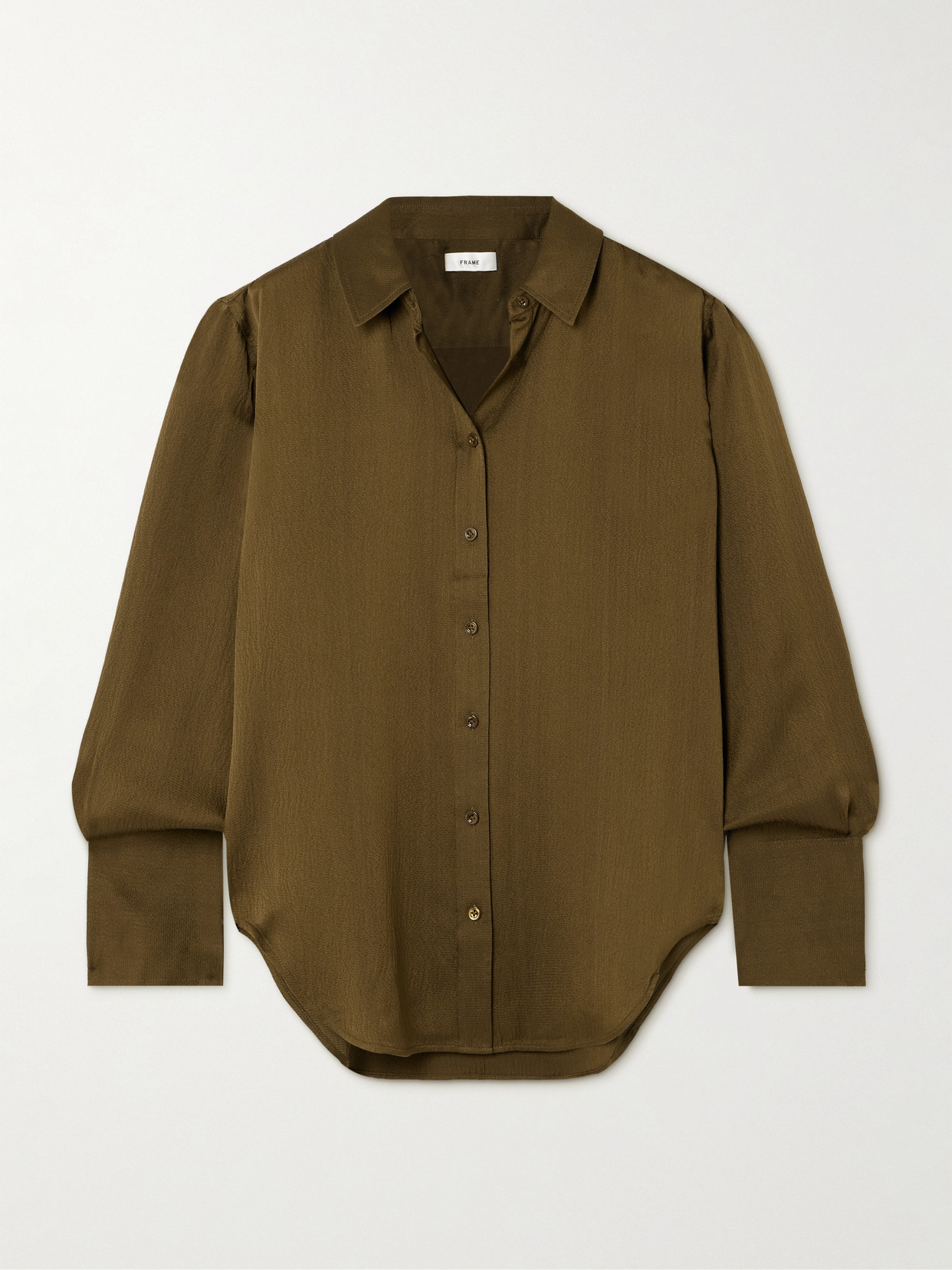 Frame The Standard Silk Shirt In Green
