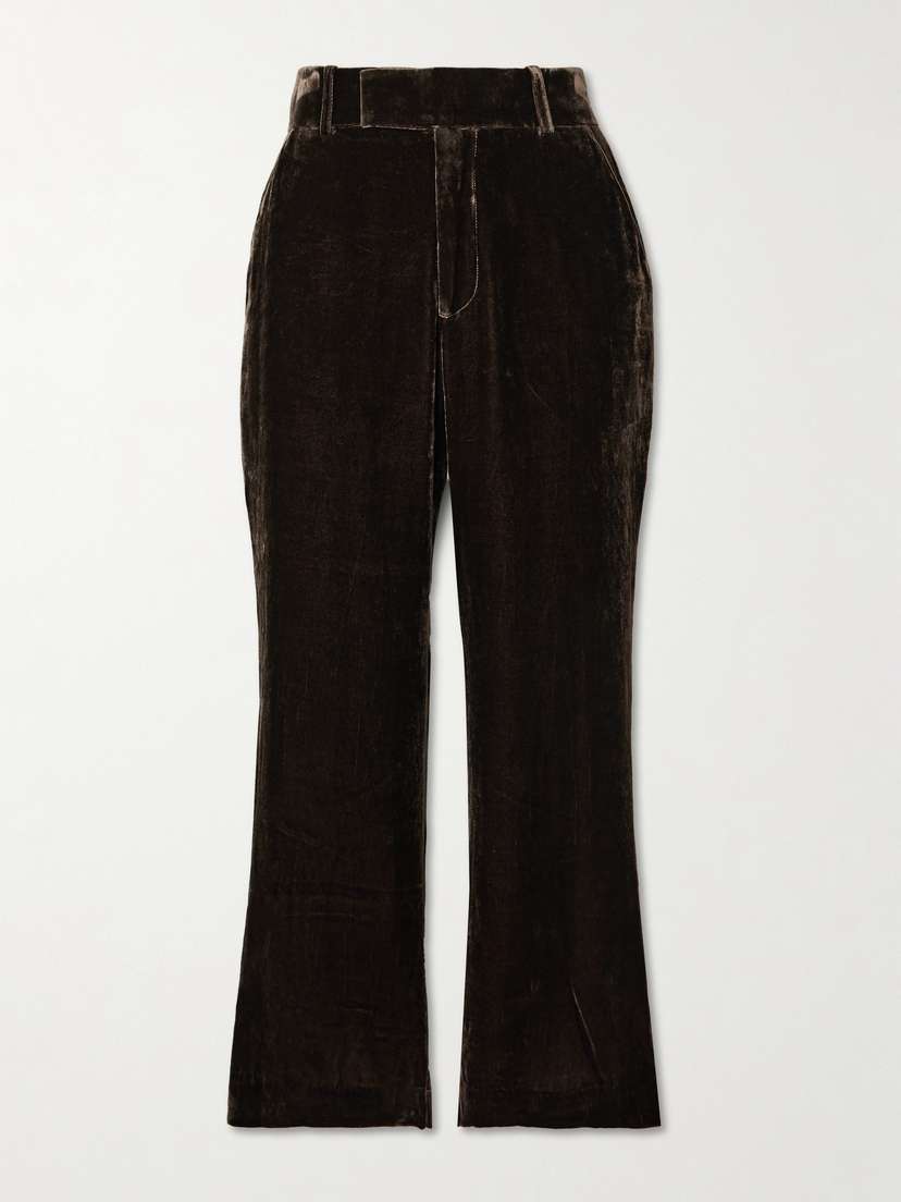 Frame Cropped Velvet Flared Pants
