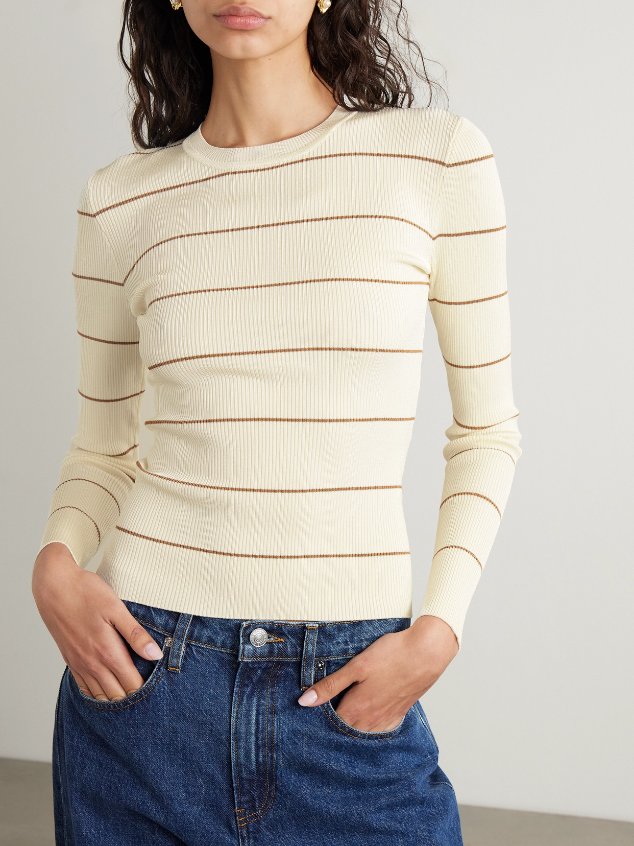 Striped Ribbed Jersey T-Shirt
