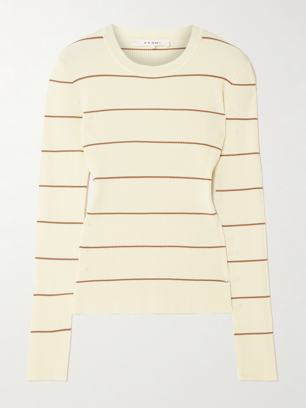 Frame Striped Ribbed Jersey T-shirt In Cream
