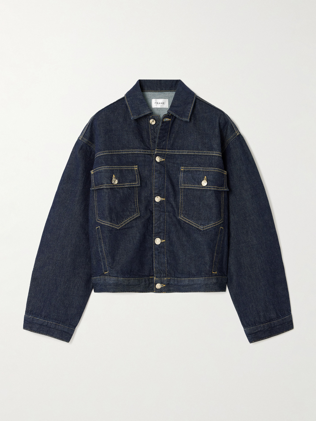Frame The Boxy Classic Denim Jacket In Blue