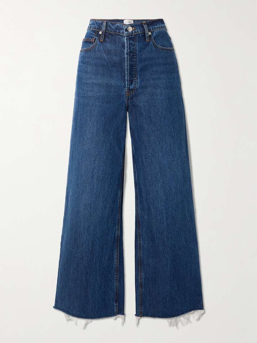 Frame Le Low Baggy Distressed High-rise Wide-leg Organic Jeans
