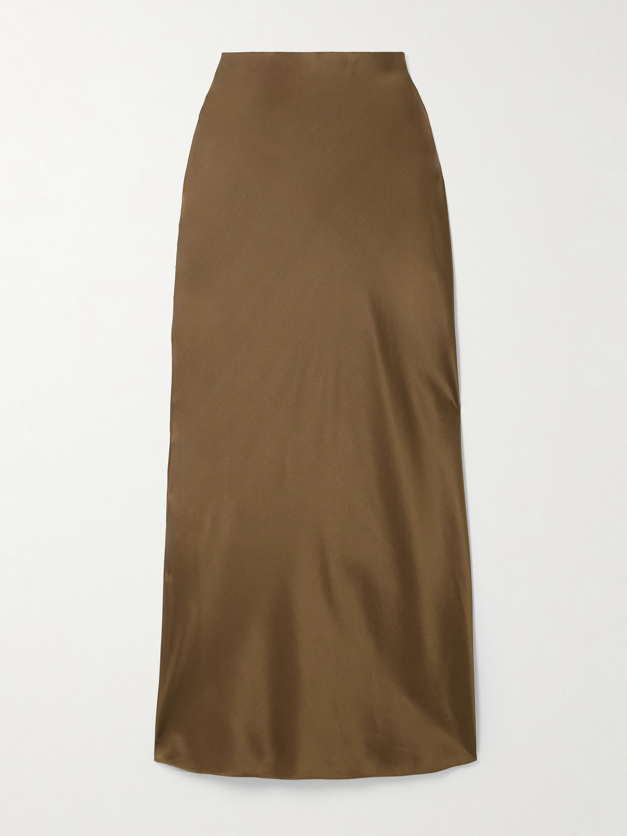 Frame Silk-satin Maxi Skirt In Brown