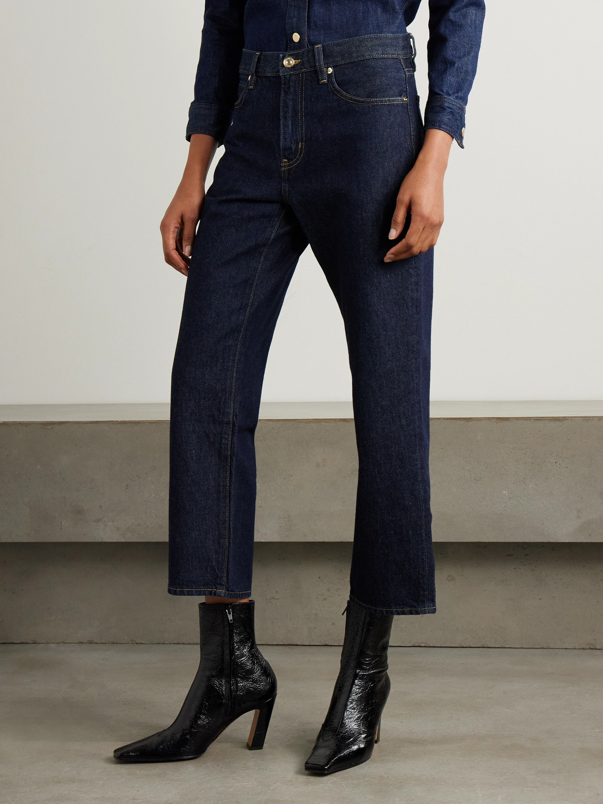 Frame Womens Rinse The Hang Five-pockets Straight-leg Mid-rise Denim Jeans In Blue