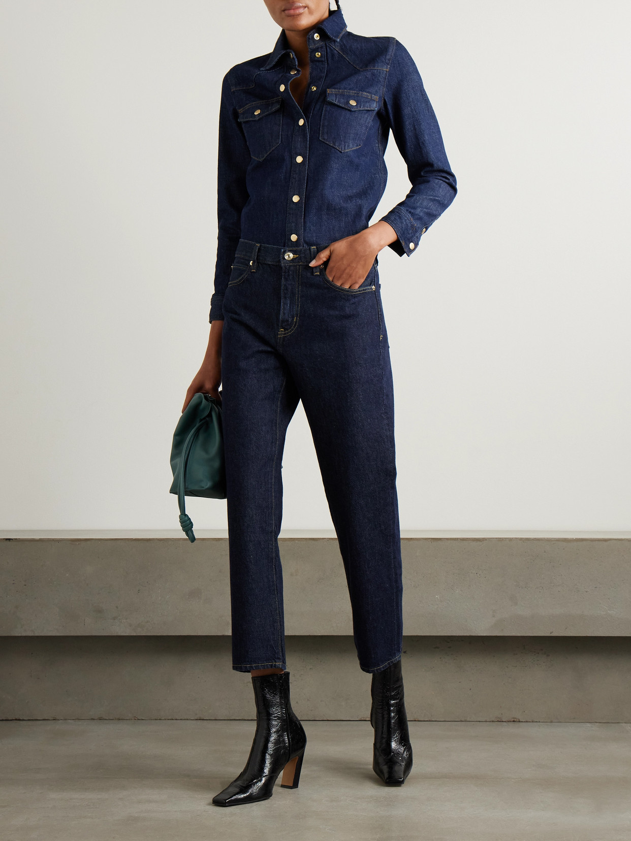 Frame Womens Rinse The Hang Five-pockets Straight-leg Mid-rise Denim Jeans In Blue