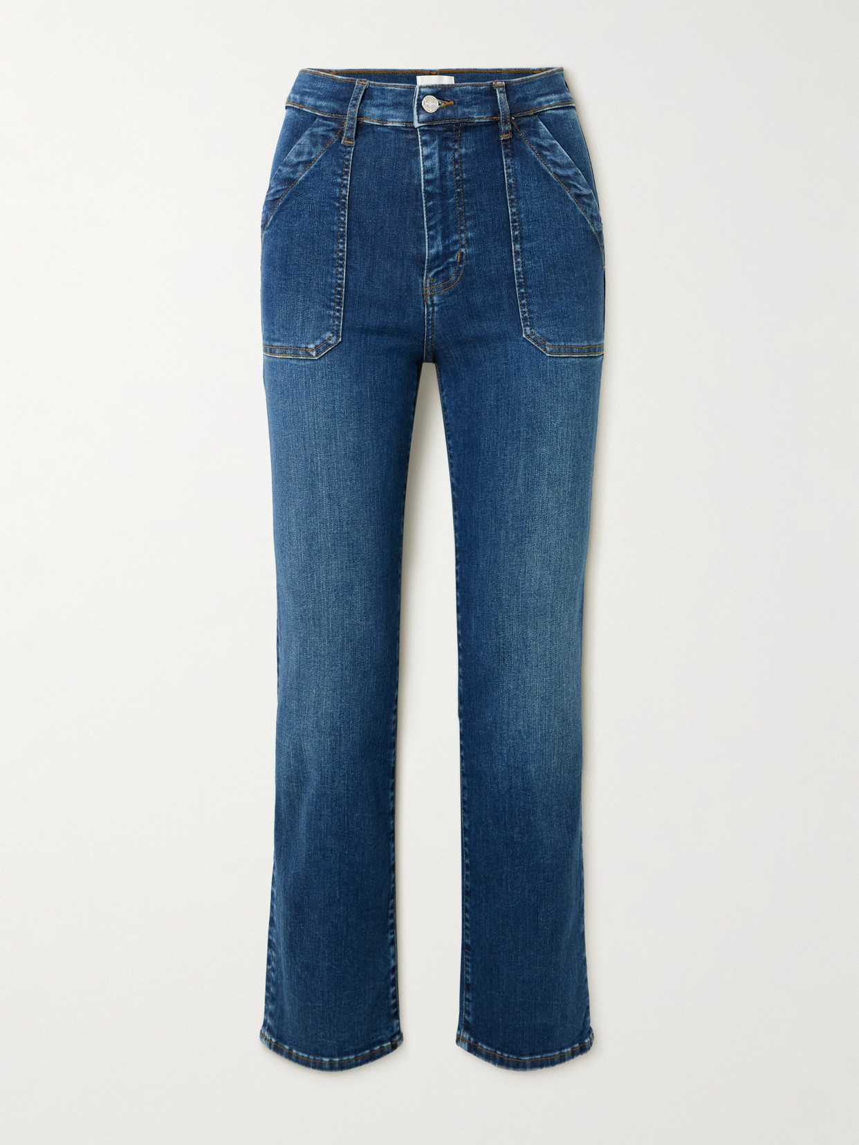 Frame The Utility Organic High-rise Straight-leg Jeans In Blue
