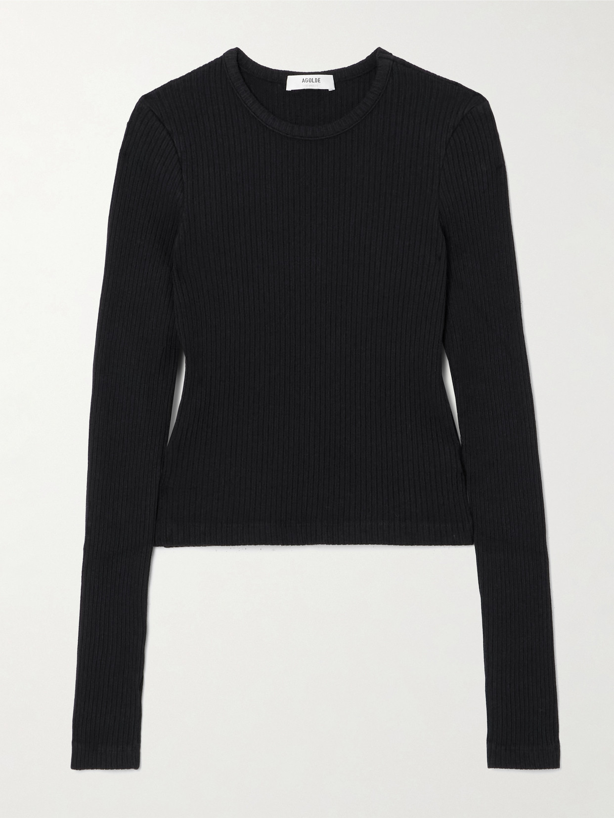 Agolde Alma Ribbed Stretch Organic Cotton Top In Black