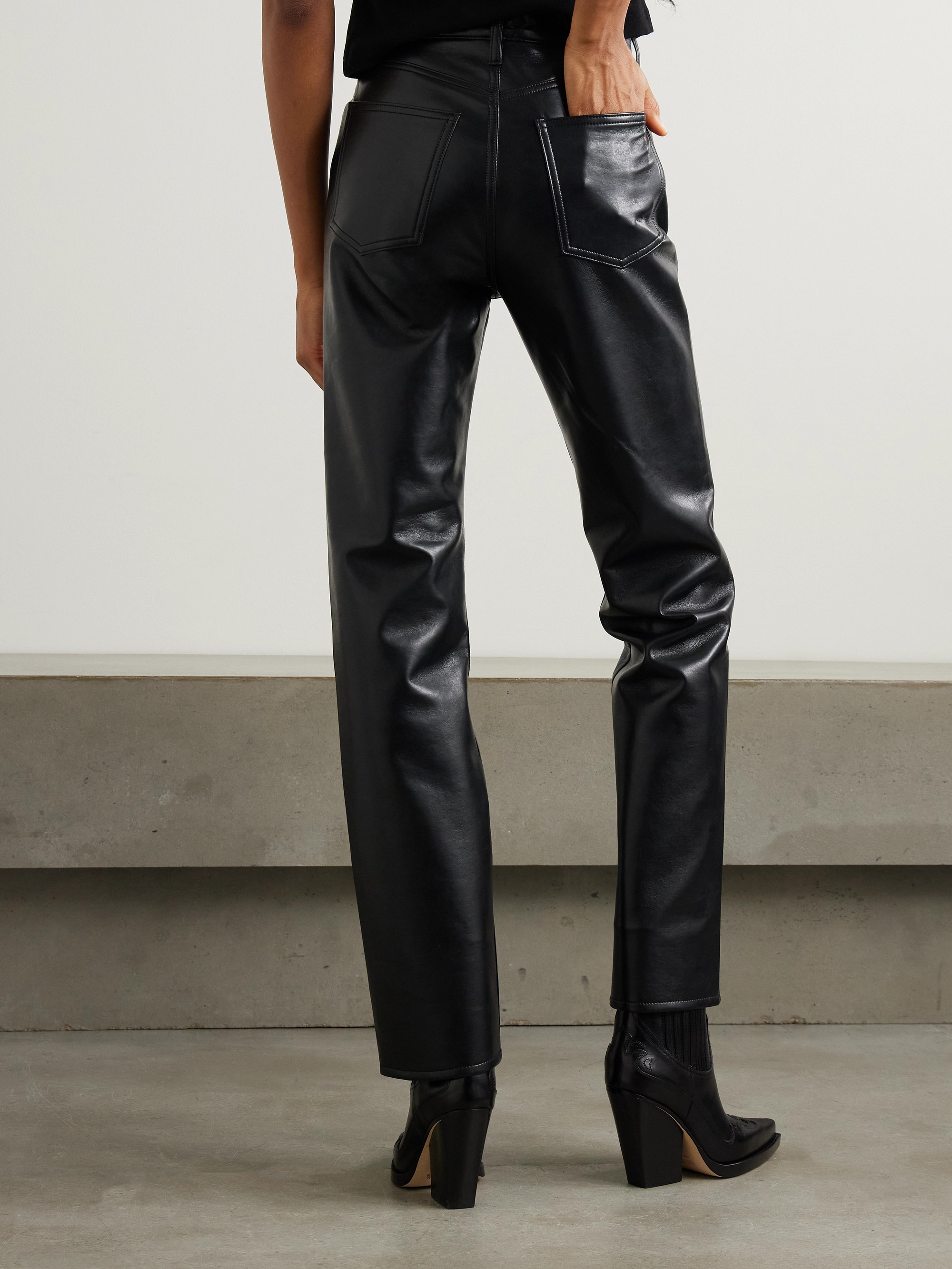 Agolde 90s Pinch Waist Long recycled leather-blend straight-leg pants - 32" thumbnail