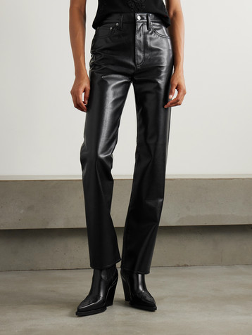 Agolde 90s Pinch Waist Long recycled leather-blend straight-leg pants - 32"
