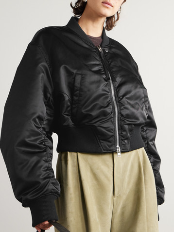 Agolde + Shoreditch Ski Club Jett cropped recycled satin-twill bomber jacket