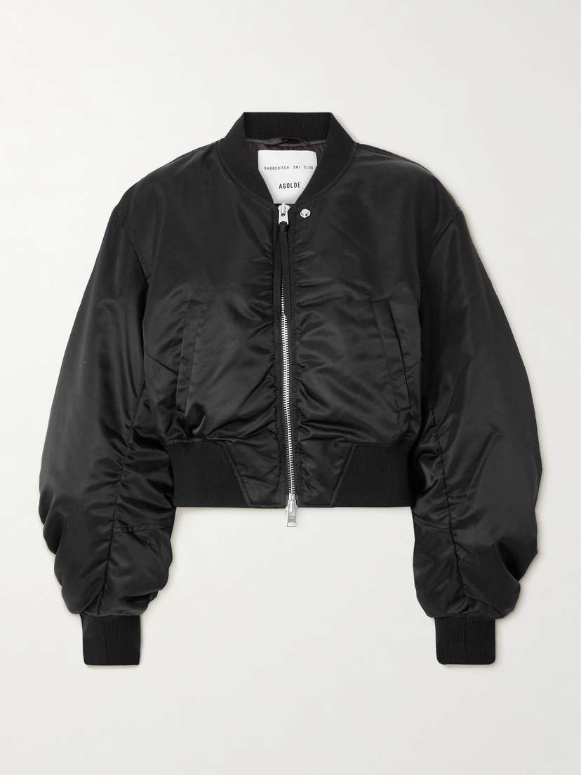 AGOLDE + Shoreditch Ski Club Jett Cropped Recycled Satin-twill Bomber Jacket