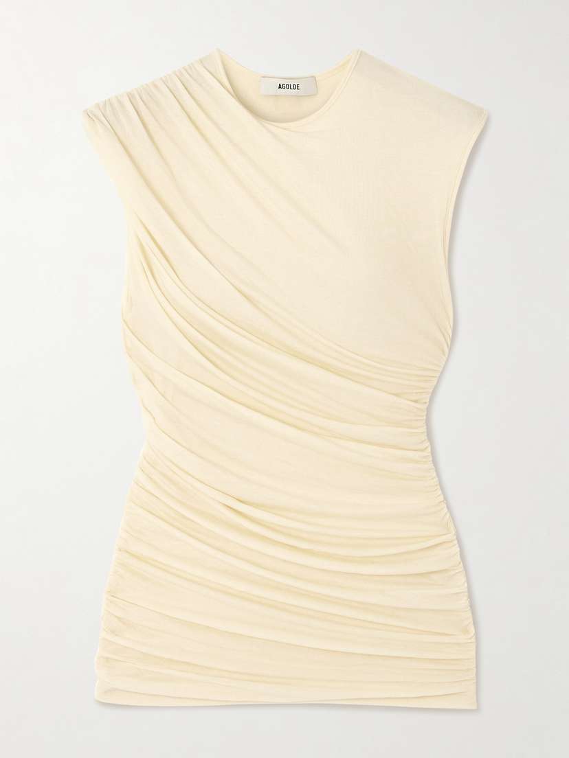 AGOLDE Ester Ruched Stretch-tencel™ Lyocell Jersey Tank