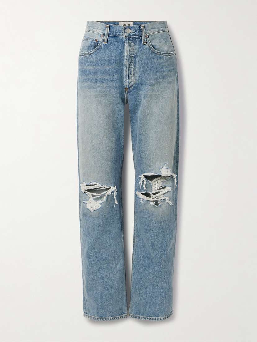 AGOLDE Kelly Distressed High-rise Straight-leg Jeans