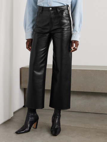 Agolde Ren cropped high-rise wide-leg leather pants