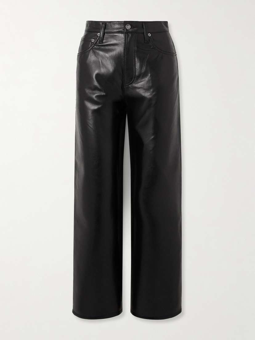 AGOLDE Ren Cropped High-rise Wide-leg Recycled Leather-blend Pants