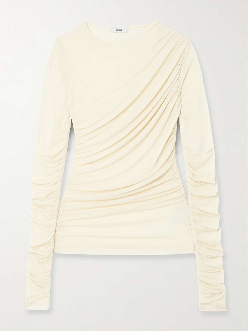 AGOLDE Tania Draped Stretch-tencel™ Lyocell Jersey Top