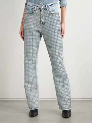 FRAME The Showgirl crystal-embellished high-rise straight-leg jeans
