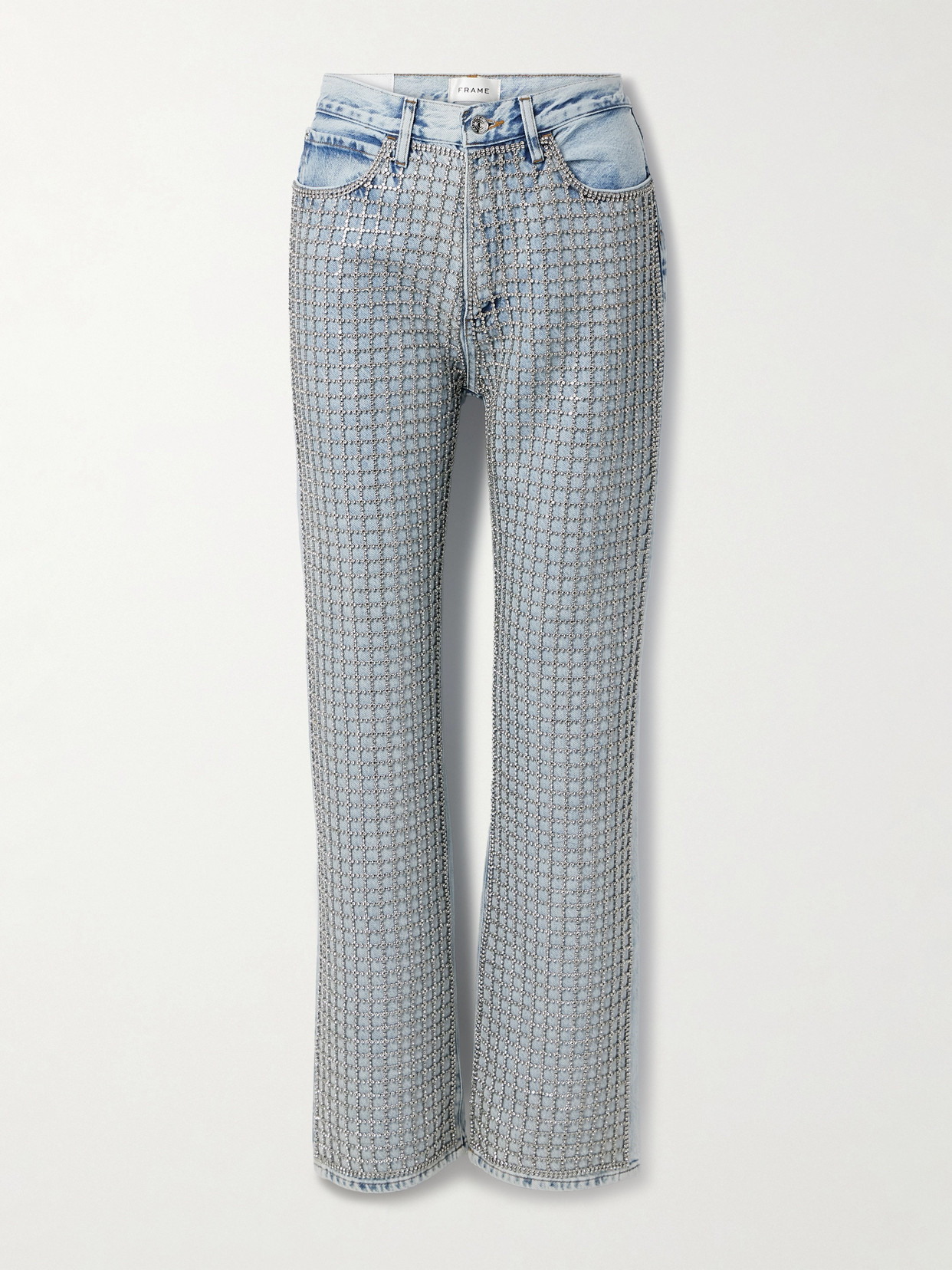 Frame The Showgirl Crystal-embellished High-rise Straight-leg Jeans In Blue