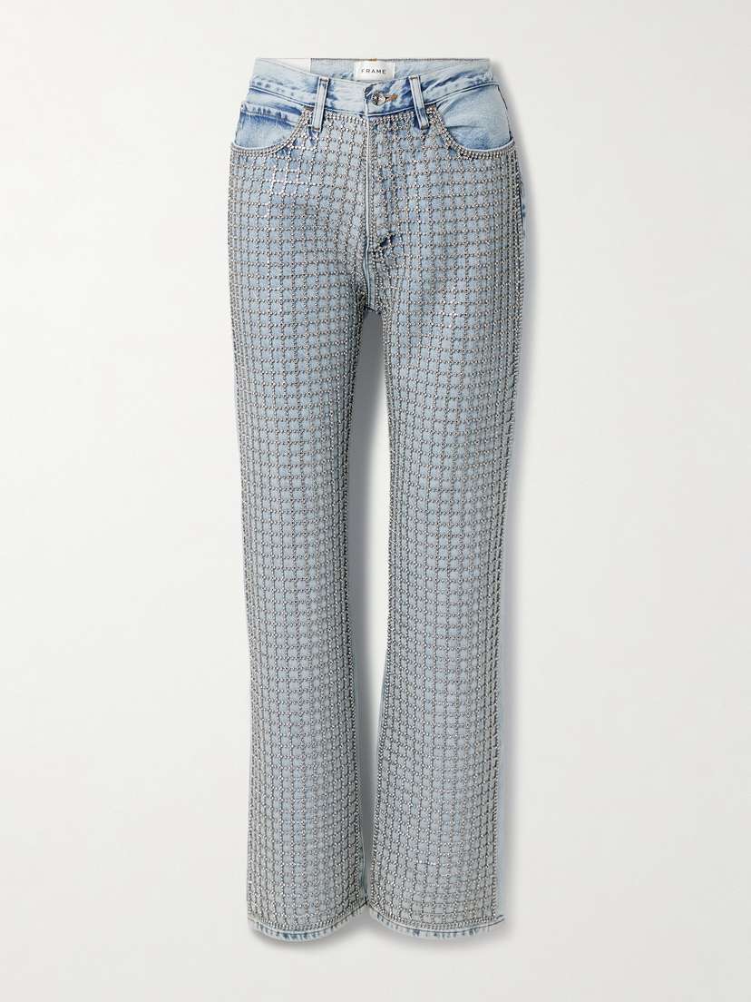 Frame The Showgirl Crystal-embellished High-rise Straight-leg Jeans