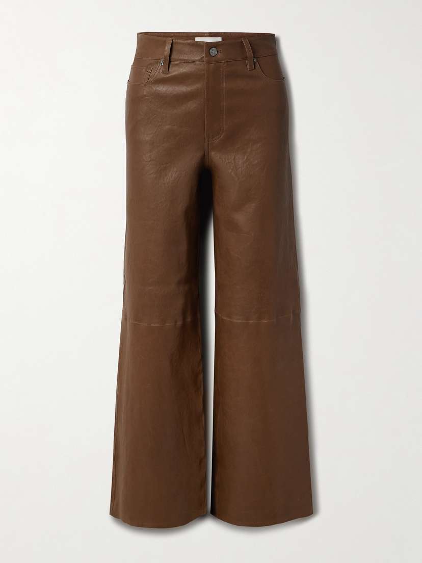 Frame Le Slim Palazzo Leather High-rise Wide-leg Pants