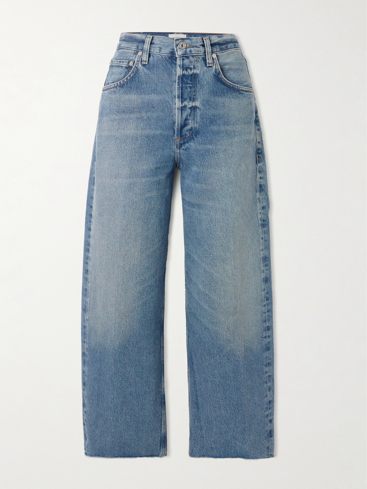 Citizens of Humanity - Ayla Cropped Frayed High-rise Wide-leg Jeans - Blue