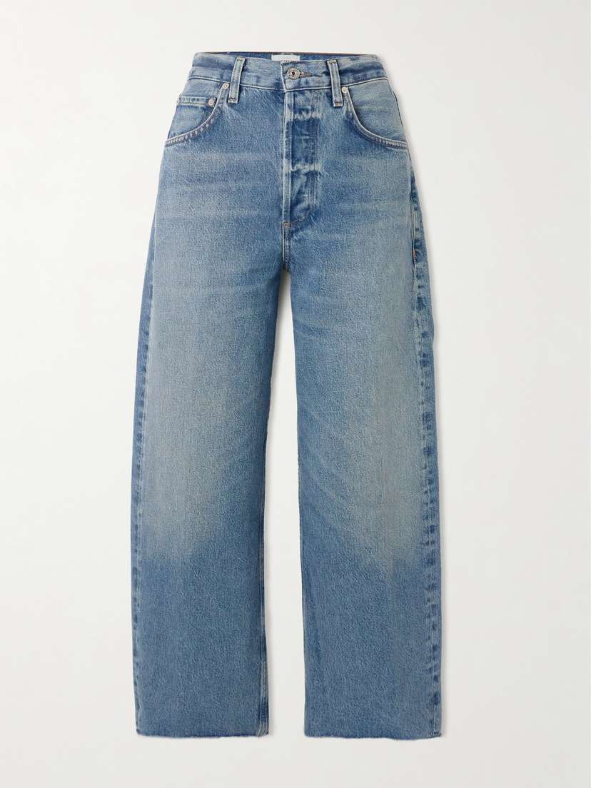 Citizens of Humanity Ayla Cropped Frayed High-rise Wide-leg Jeans