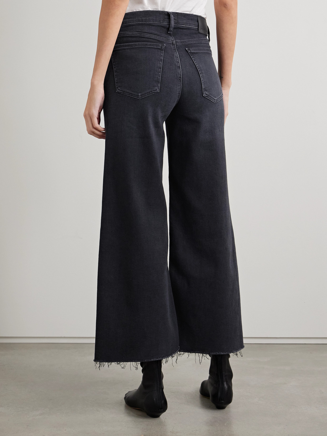 Lyra Frayed Cropped High-Rise Wide- Leg