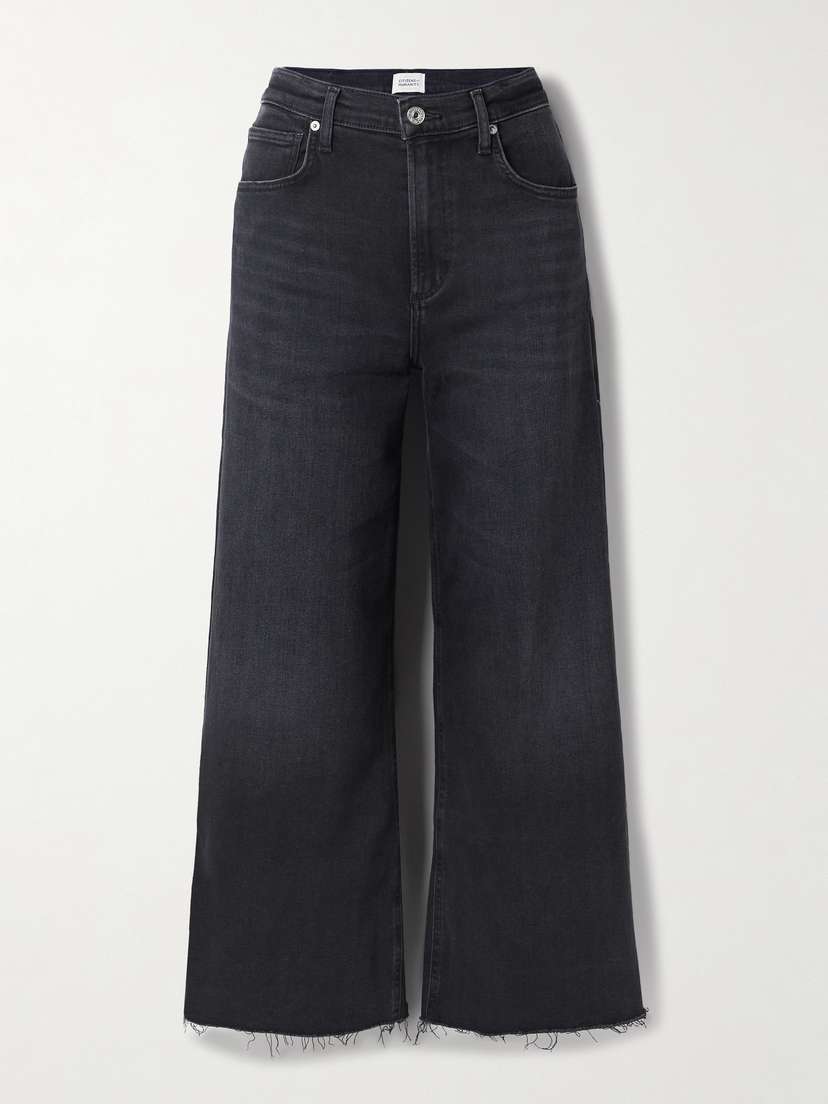 Citizens of Humanity Lyra Frayed Cropped High-rise Wide-leg Jeans