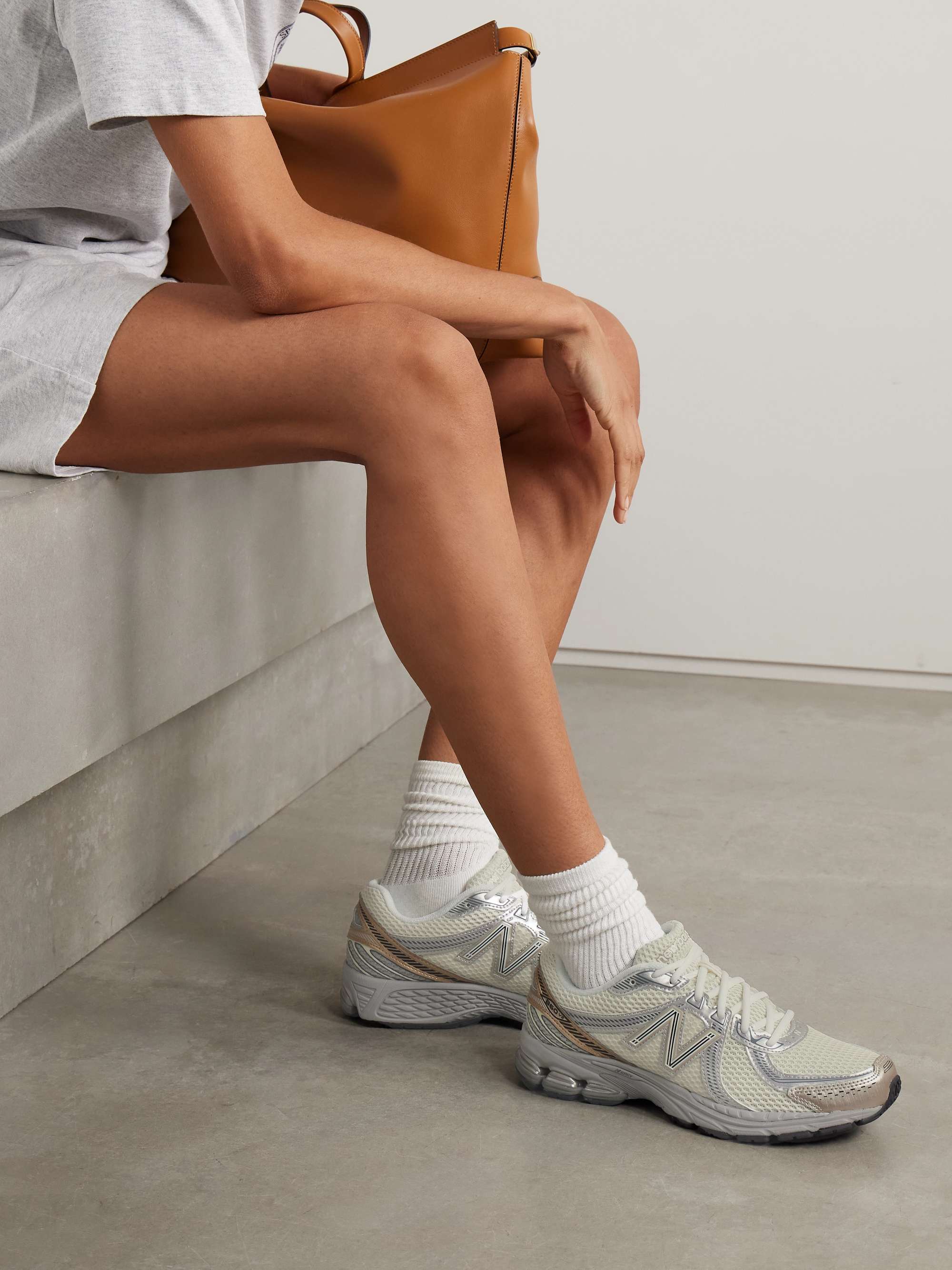 Beige 860v2 Ceres rubber and leather trimmed mesh sneakers NEW BALANCE NET A PORTER