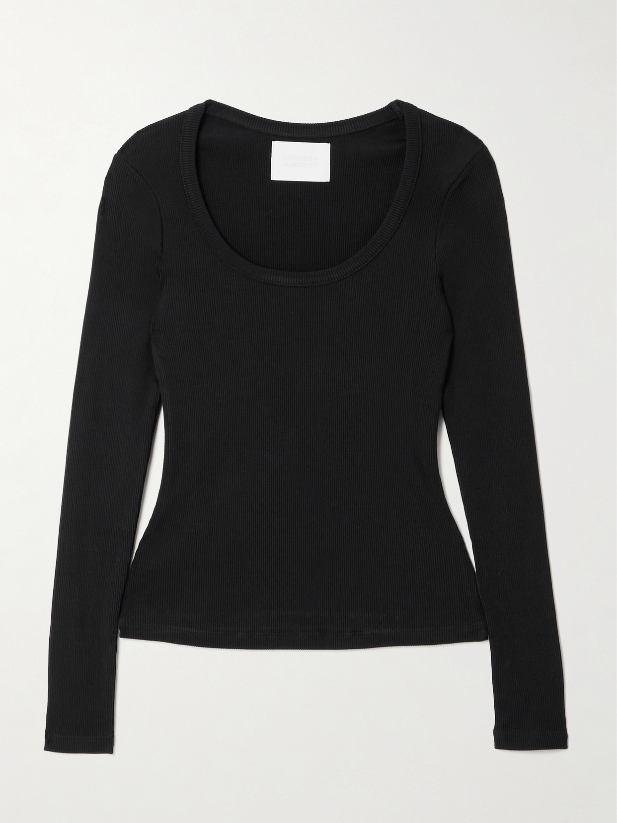 Citizens Of Humanity Juni Ribbed Stretch-jersey Top In Black