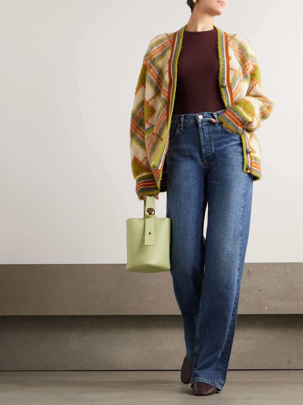 Citizen Of Humanity Bina Ribbed Lyocell-blend T-shirt In Brown