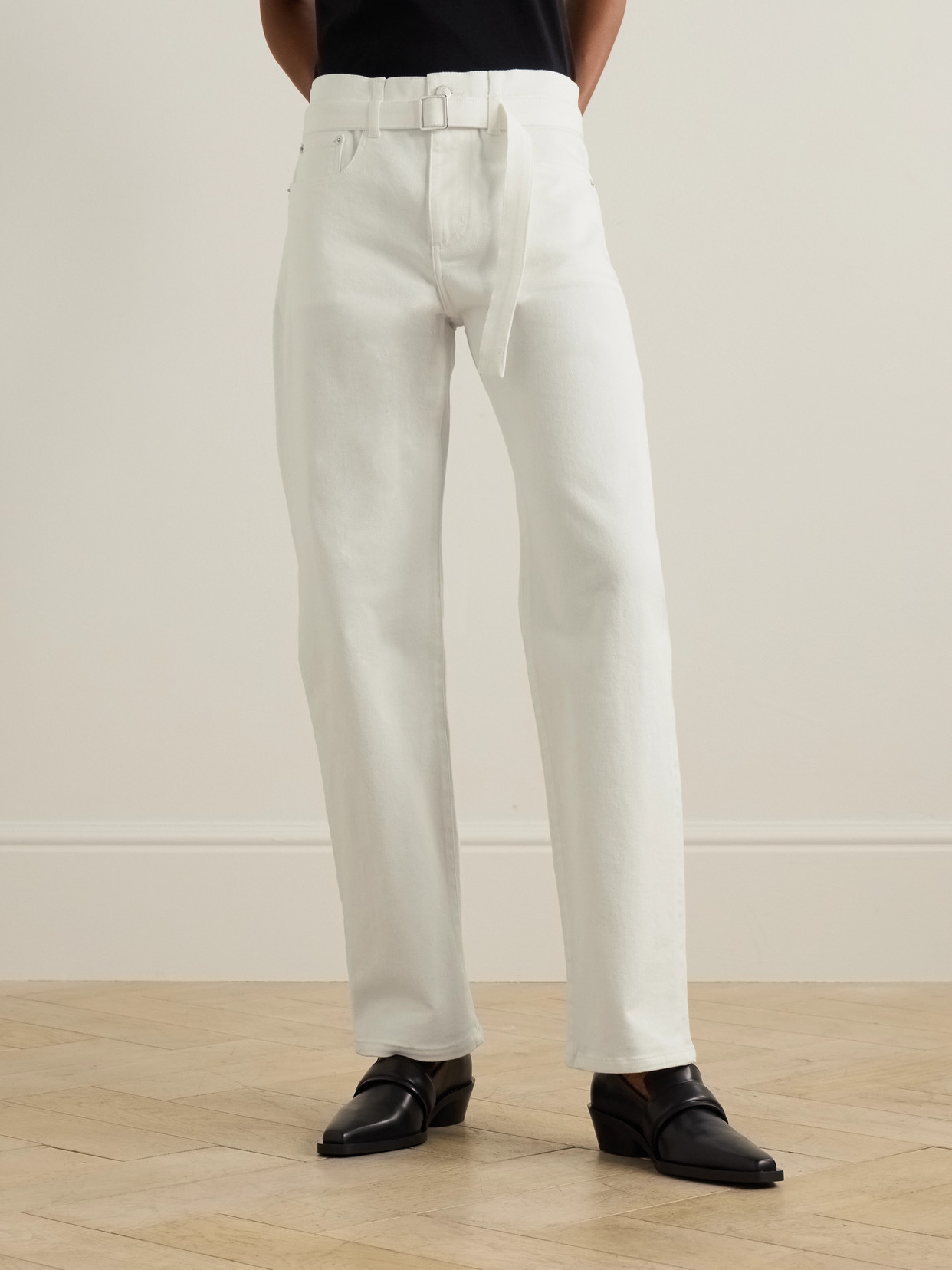 Ellsworth Belted Low-Rise Straight-Leg Jeans