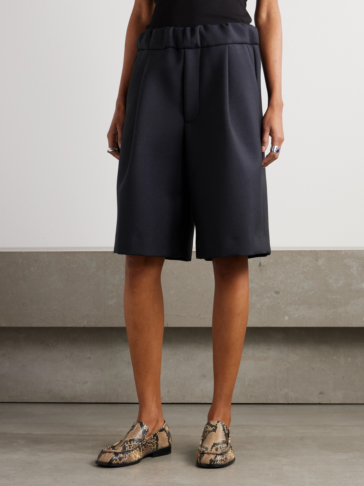 Dries Van Noten Pleated Wool-blend Shorts In Blue