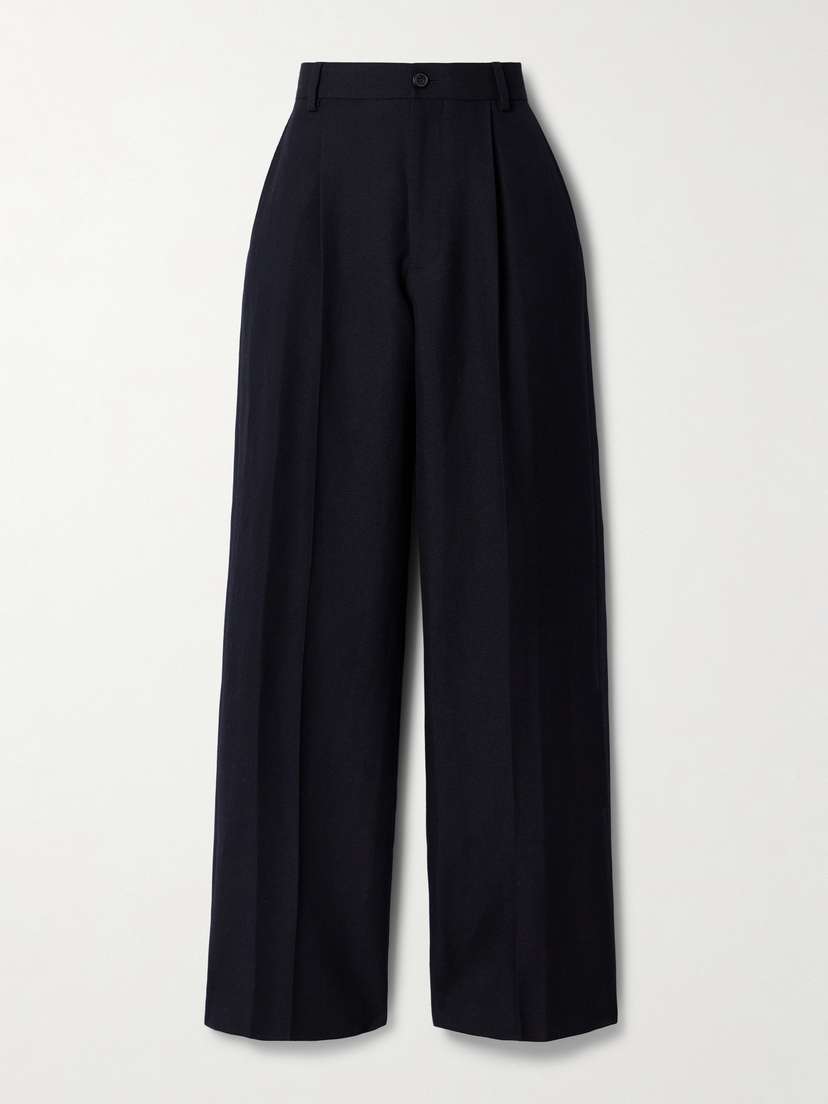 Dries Van Noten Pleated Wool And Linen-blend Wide-leg Pants