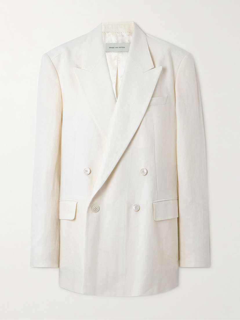 Dries Van Noten Oversized Double-breasted Linen, Wool, ilk And Cashmere-blend Blazer