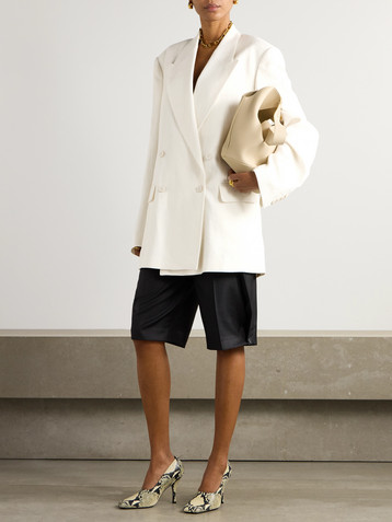 Dries Van Noten Oversized double-breasted linen, wool, silk and cashmere-blend blazer
