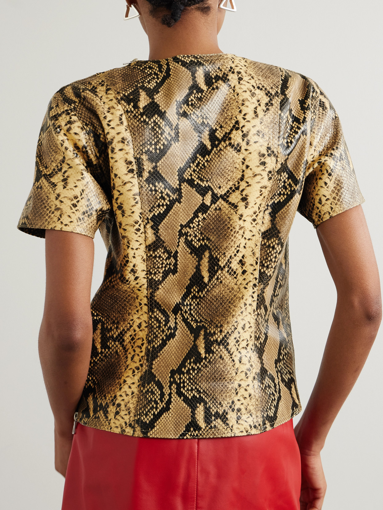 Dries Van Noten Snake-effect Leather Top In Animal Print
