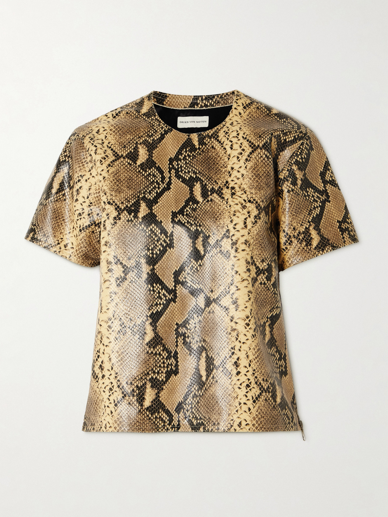 Dries Van Noten Snake-effect Leather Top In Animal Print