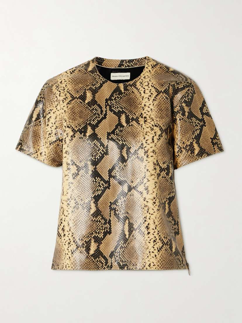 Dries Van Noten nake-effect Leather Top