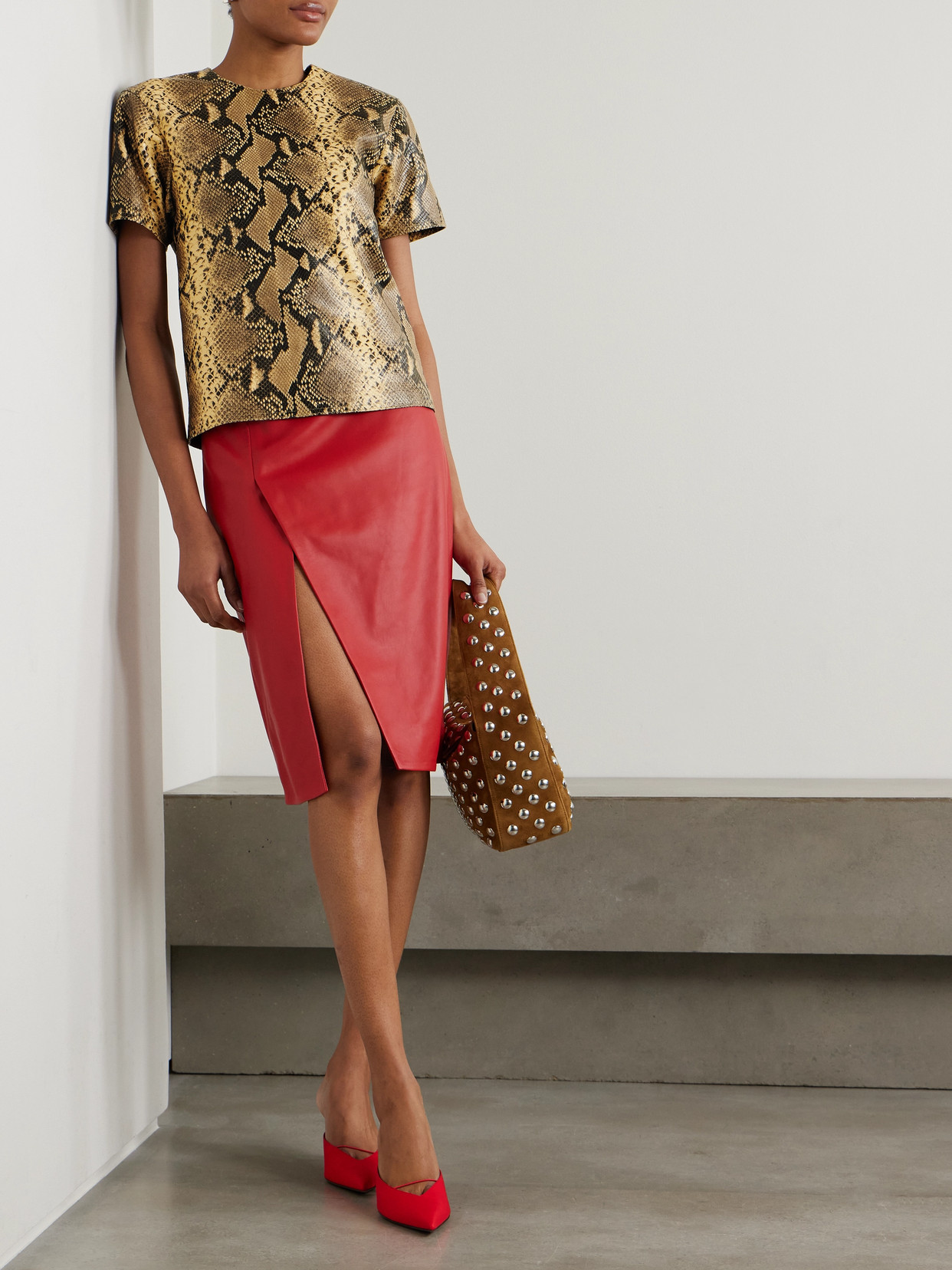 Dries Van Noten Snake-effect Leather Top In Animal Print