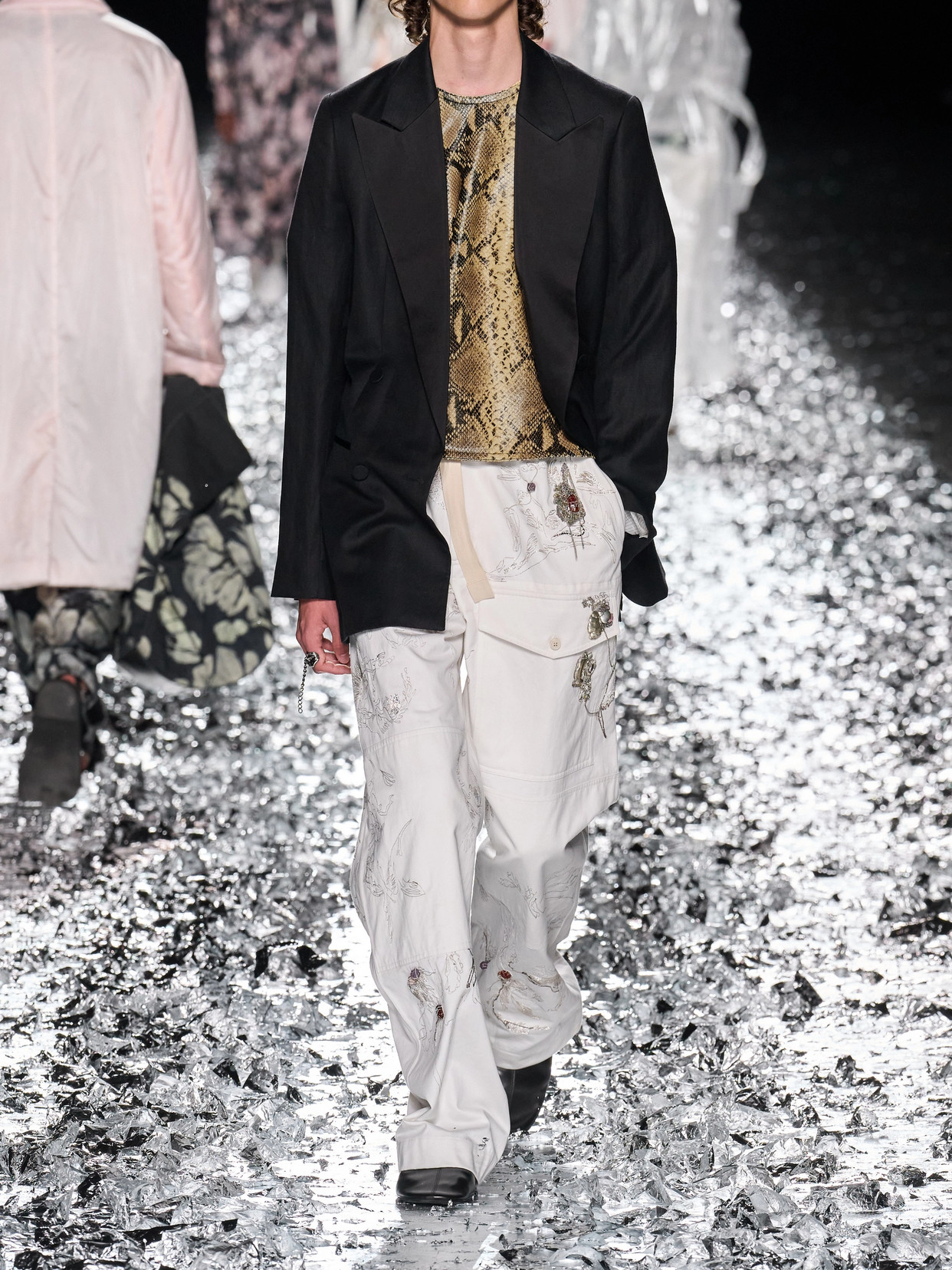 Dries Van Noten Snake-effect Leather Top In Animal Print