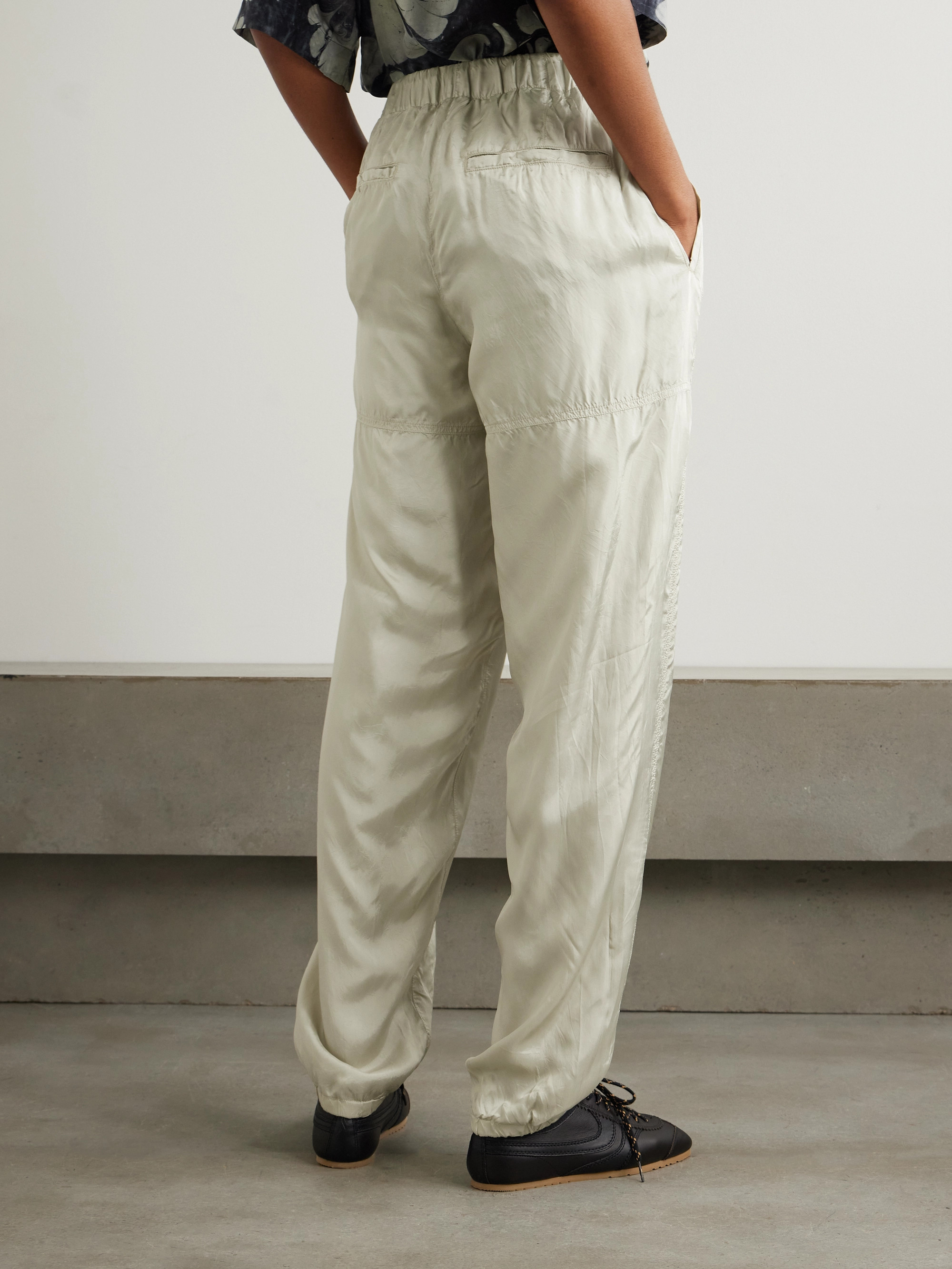 Dries Van Noten Paneled satin-twill wide-leg pants thumbnail