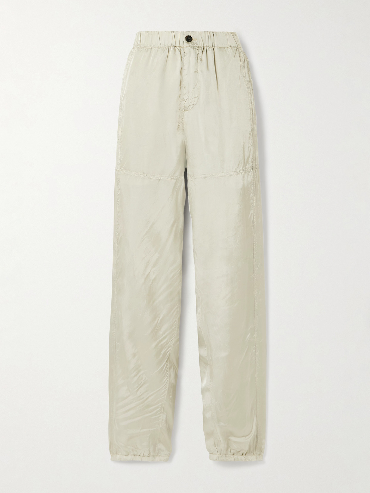 Dries Van Noten Paneled Satin-twill Wide-leg Pants In Gray