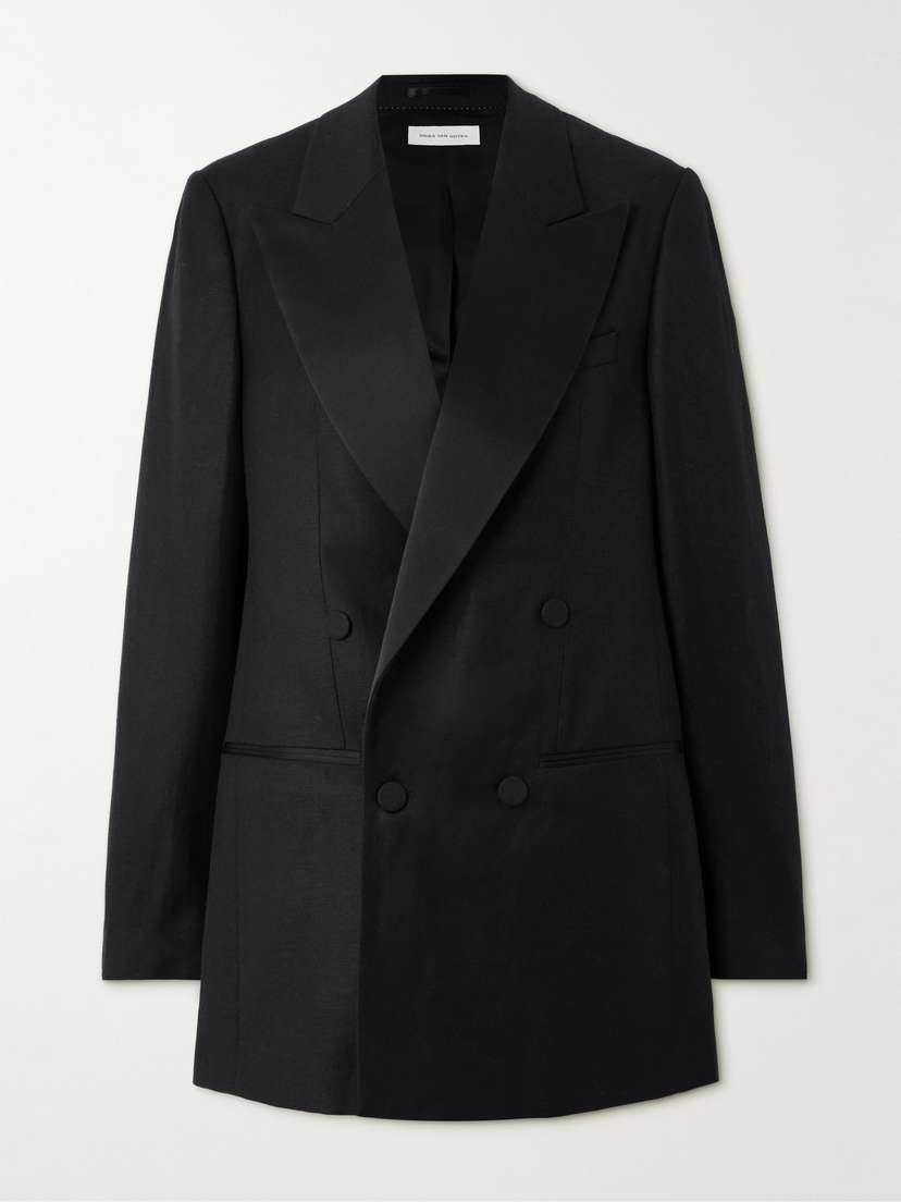 Dries Van Noten Oversized Double-breasted Wool, Linen And Silk-blend Twill Blazer