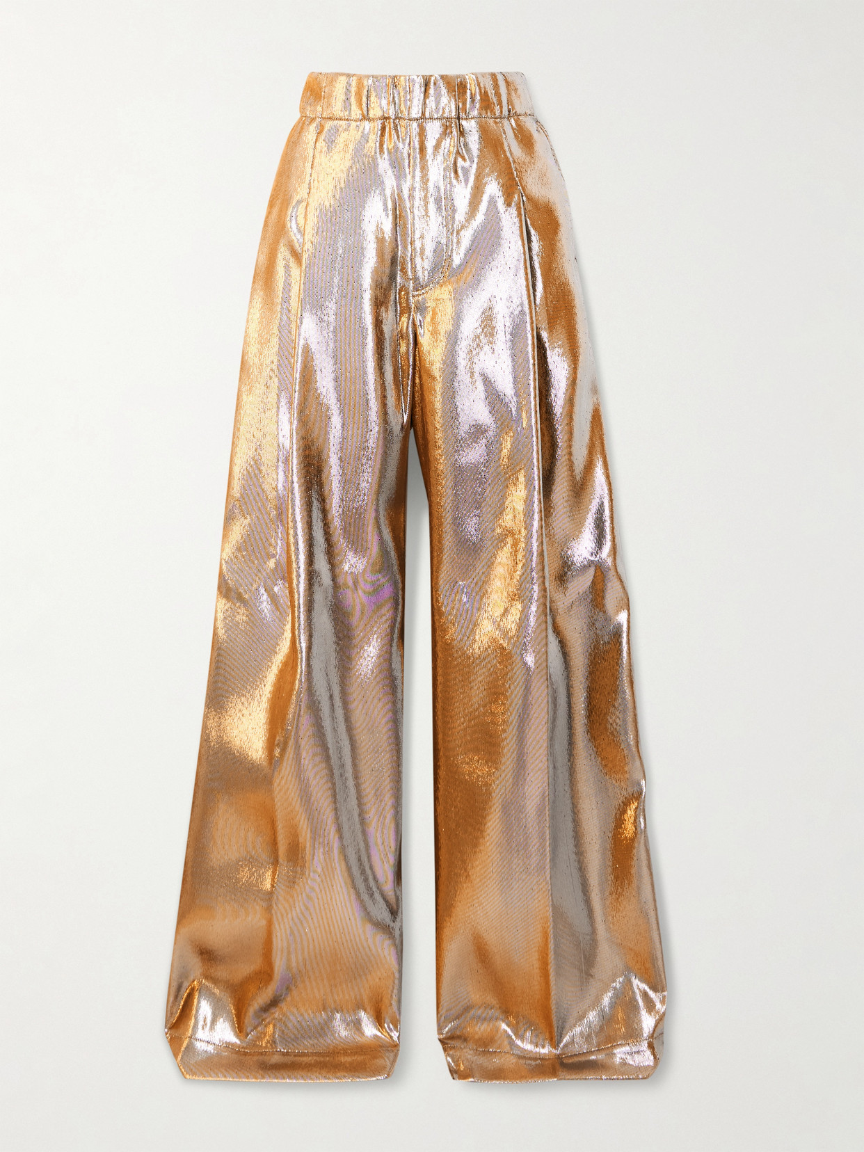 Dries Van Noten Lamé Wide-leg Pants In Gold