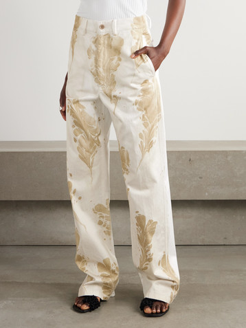 Dries Van Noten Floral-print cotton straight-leg pants
