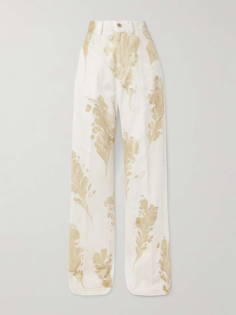 Dries Van Noten Floral-print Cotton Straight-leg Pants