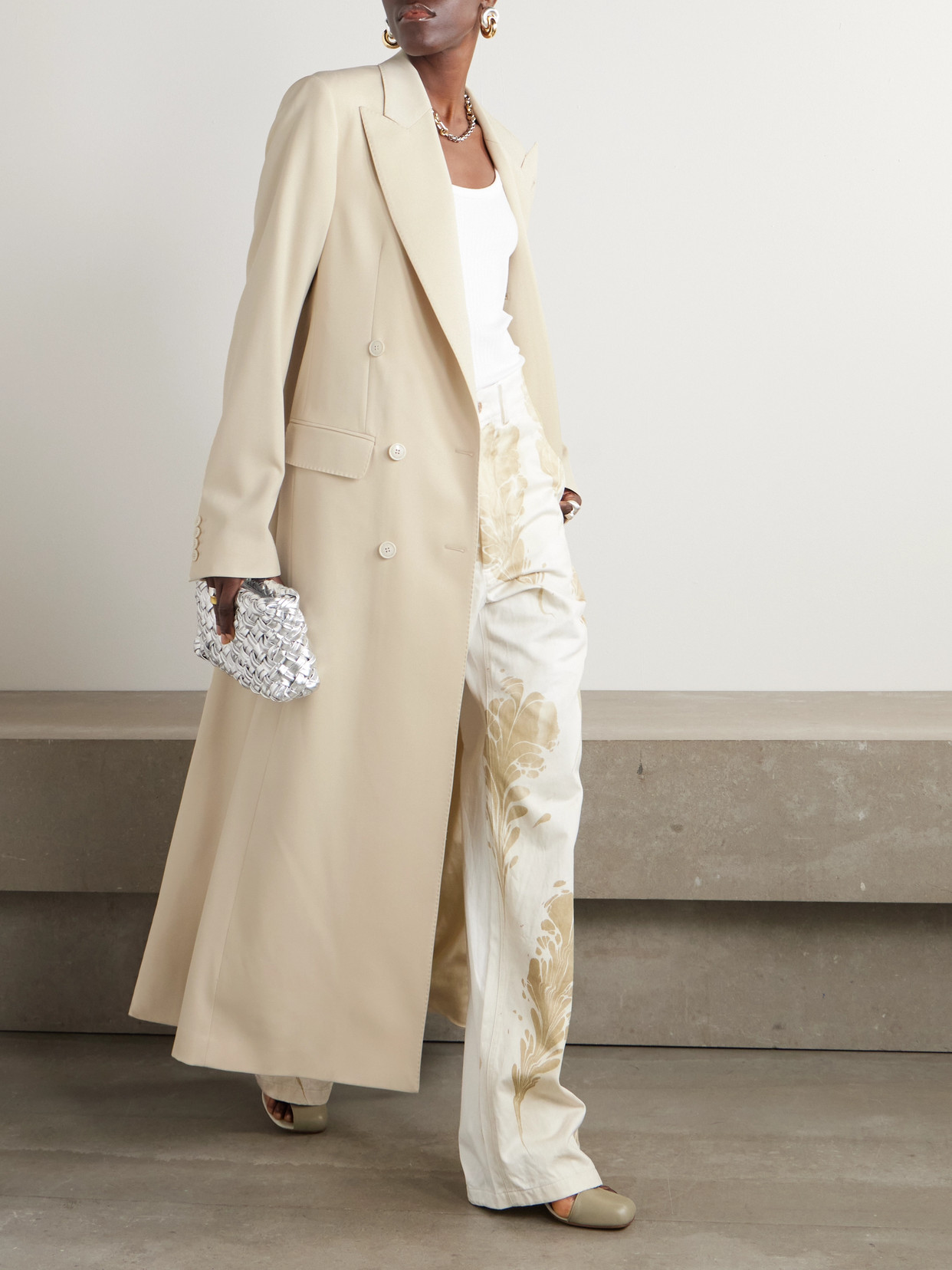 Dries Van Noten Double-breasted Wool-twill Coat In Neutrals