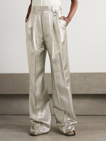 Dries Van Noten Pleated lamé wide-leg pants